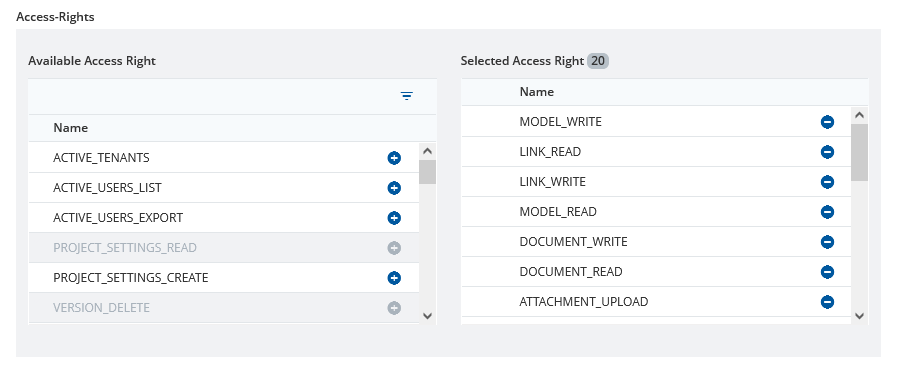 Select Access Right